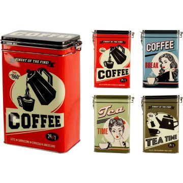 Tárolódoboz, fém, coffee és tea, 19273