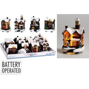 Karácsonyi világító házikó, LED-es, 19303