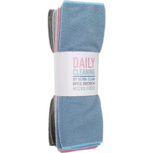 Mikroszálas törlőkendő, 8 darabos csomag, 30 x 30 cm, 19317