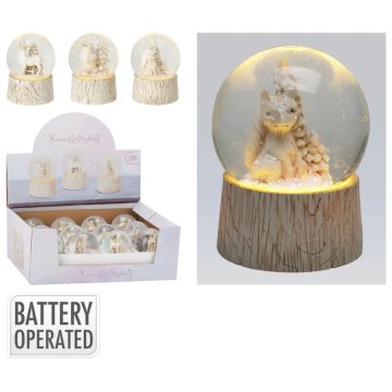   Hógömb 6,5 cm állatfigurás világító ledes 3 féle - 19325