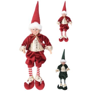   Karácsonyi manó figura elf 40 cm lógó lábú 2 féle - 19332