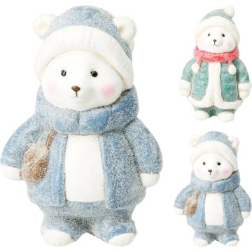 Karácsonyi mackó figura, 10 cm, 2 féle, 19345