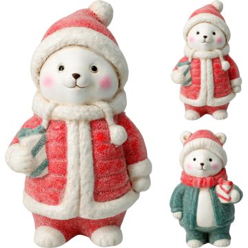 Karácsonyi mackó figura, 13 cm, 2 féle, 19346