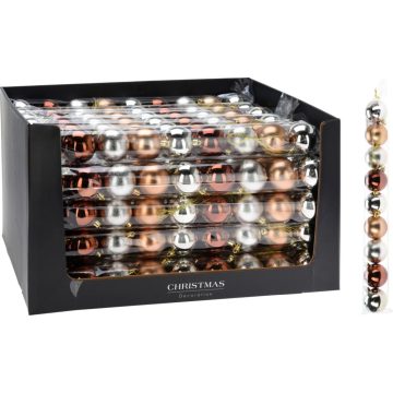   Karácsonyi gömb zacskóban, borostyán, 6 cm, 9 darabos csomag, 19354