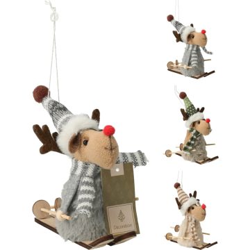 Síelő szarvas figura, 14 cm, 3 féle, 19360