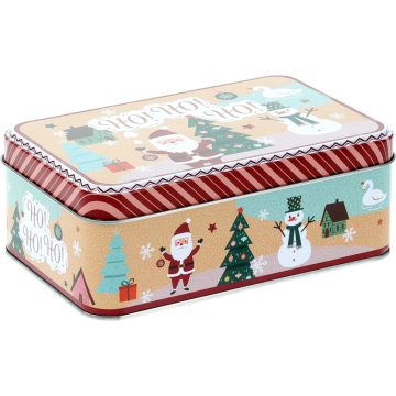 Karácsonyi fém tárolódoboz, 16 x 6 x 10 cm, 19374