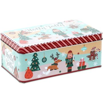 Karácsonyi fém tárolódoboz, 18 x 11 cm, 19375