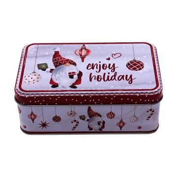 Karácsonyi fém tárolódoboz, 16 x 11 cm, 19379