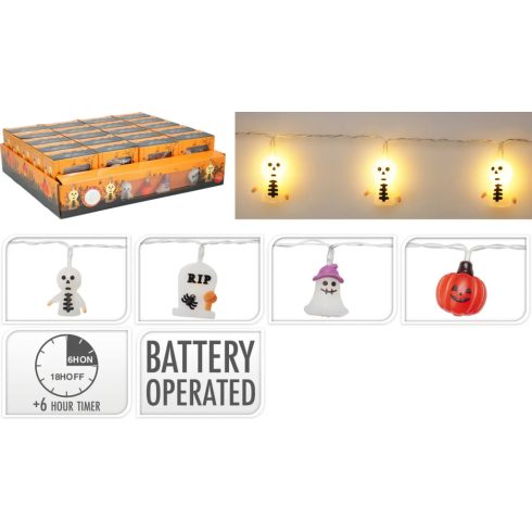 Halloween LED-es gyertyafüzér, többféle - 19414