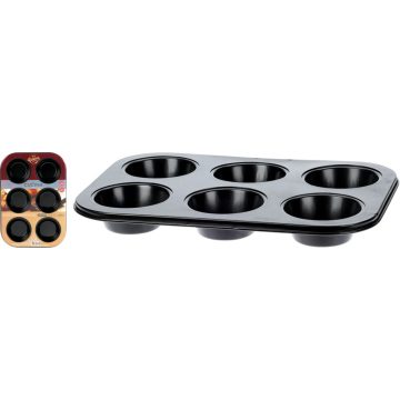 6 részes muffin sütőforma, fém, 19432