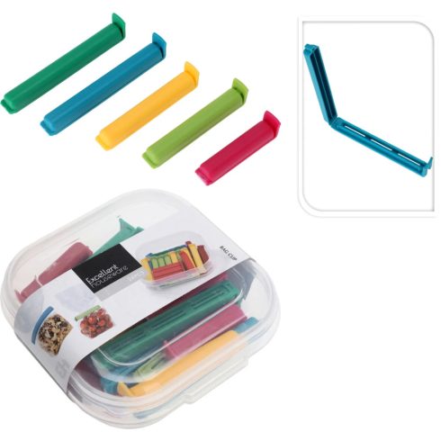 Zacskózáró műanyag csipeszek, 24 darabos csomag dobozban, 19446