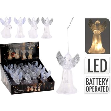 Akasztós angyalka, világító LED-es, 4 féle, 19473