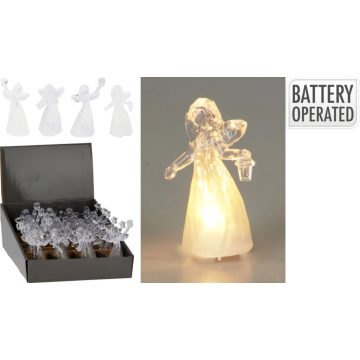   Akasztós angyalka, világító LED-es, 4 féle, 10 cm, 19474