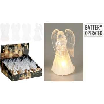  Akasztós angyalka, világító LED-es, 4 féle, 11 cm, 19475