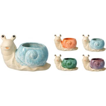 Csigaház virágtartó kerámia, 11 cm, 4 féle, 19550