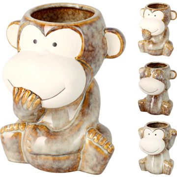 Majmocska kaspó, kerámia, 13 x 16 x 11 cm, 19553