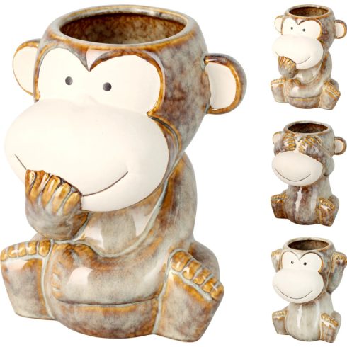 Majmocska kaspó, kerámia, 13 x 16 x 11 cm, 19553