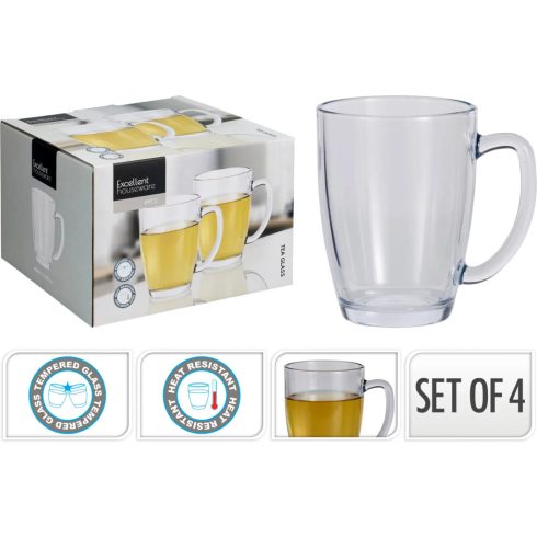 Teás üvegpohár dobozban, 4 darabos szett, 19590