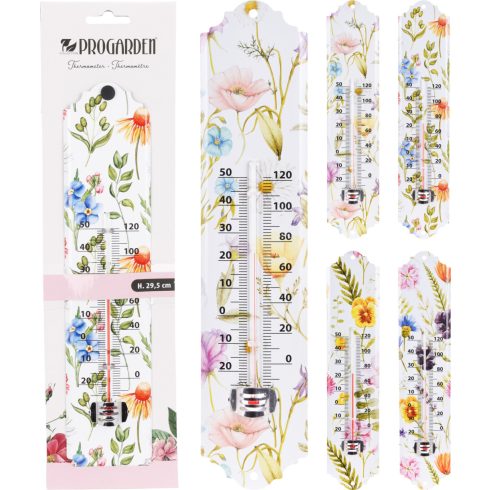 Hőmérő, virágos, 4 féle, 29 cm, 19623