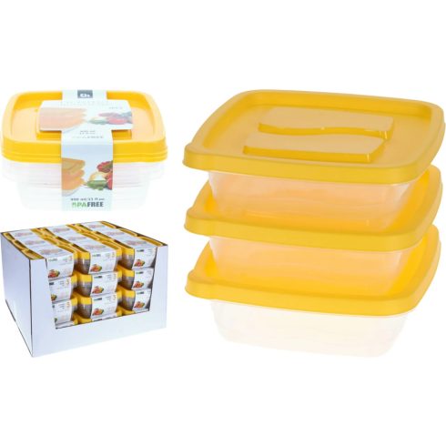 Tárolódoboz, műanyag, 3 darabos szett, 990 ml, 19659