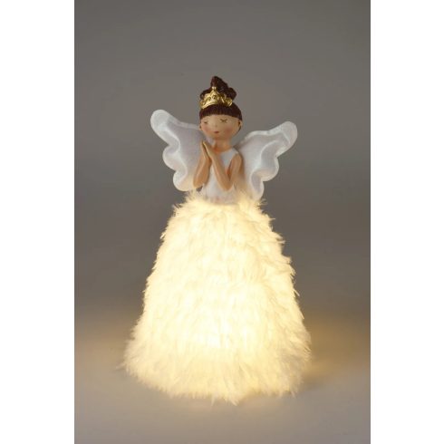 Angyal lány figura, LED-es, fehér, 36 cm, 19836