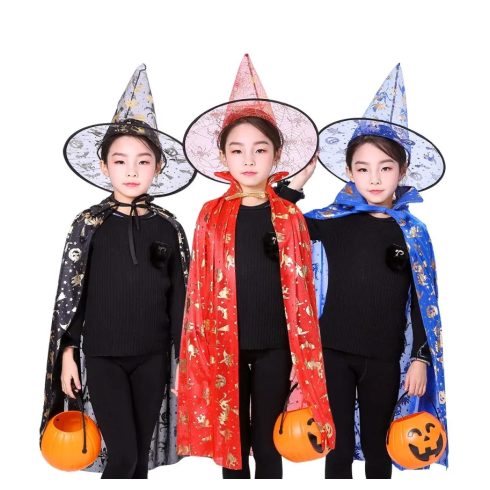 Varázsló jelmez szett, köpeny + kalap, 70 cm, 22262