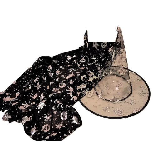 Varázsló jelmez szett, köpeny + kalap, 70 cm, 22262