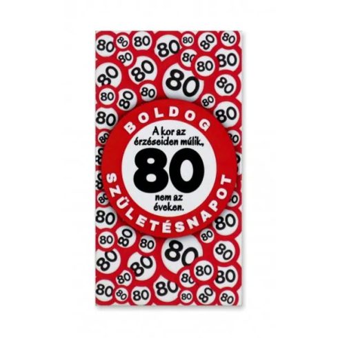Hűtőmágnes, Boldog 80. Születésnapot! feliratos, 23416