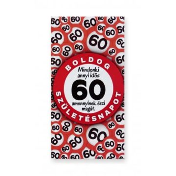 Hűtőmágnes, Boldog 60. Születésnapot! feliratos, 23420
