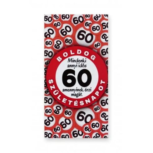 Hűtőmágnes, Boldog 60. Születésnapot! feliratos, 23420