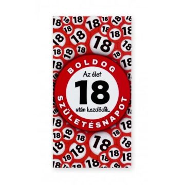 Hűtőmágnes, Boldog 18. Születésnapot! feliratos, 23421