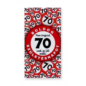 Hűtőmágnes, Boldog 70. Születésnapot! feliratos, 23422