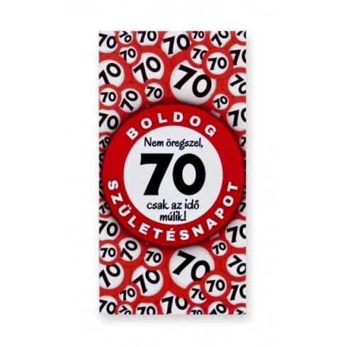 Hűtőmágnes, Boldog 70. Születésnapot! feliratos, 23422