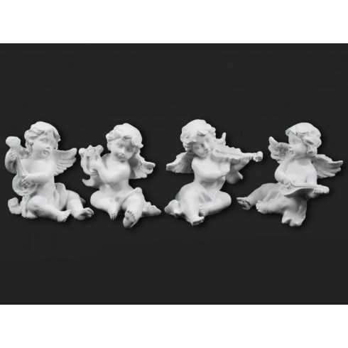 Fehér Angyal figura hangszerrel, 5,5 cm, 23431