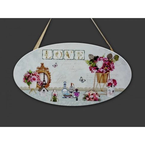 Virágos tábla, ovális, 2 féle, 23433