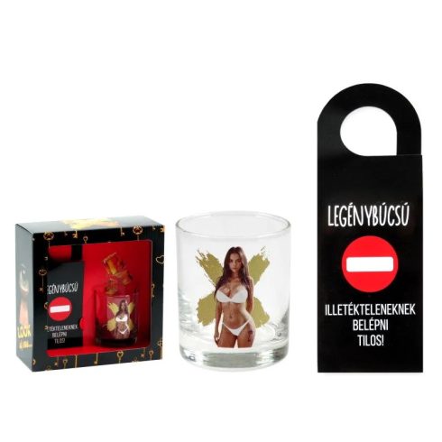 Vetkőző nős whisky pohár szett + ajtó akasztó, 23443