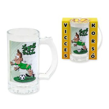   Legjobb Focista feliratos, üveg söröskorsó, 400 ml, 23453