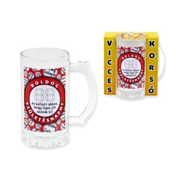   Boldog Születésnapot feliratos üveg söröskorsó, 400 ml, 23461