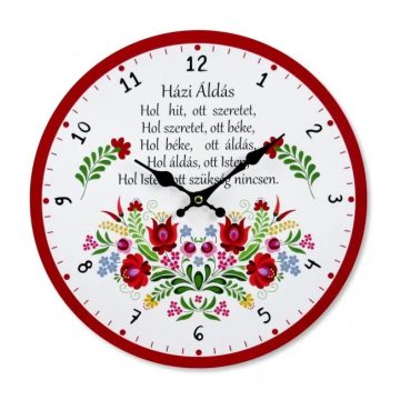 Falióra, Kalocsa mintás házi áldás, 30 cm, 23471
