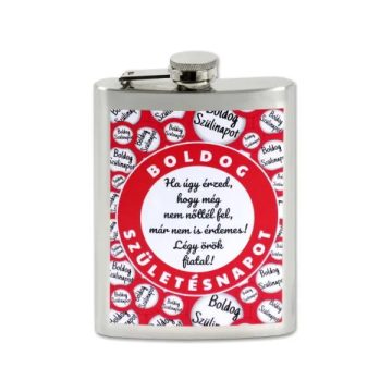   Flaska, boldog születésnapot, örök fiatal feliratos, 240 ml, 23480