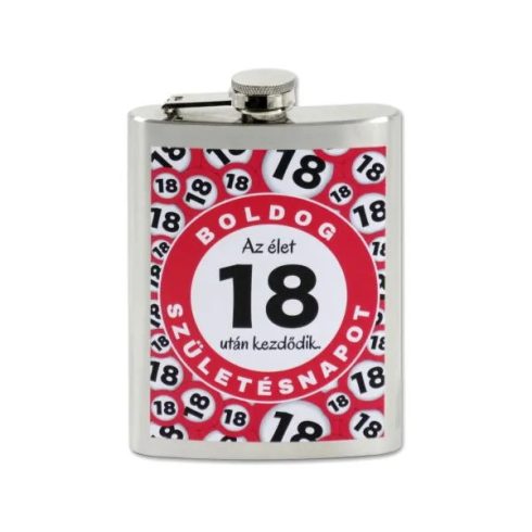 Flaska, boldog 18. születésnapot feliratos, 240 ml, 23481