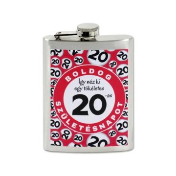 Flaska, boldog 20. születésnapot feliratos, 240 ml, 23482