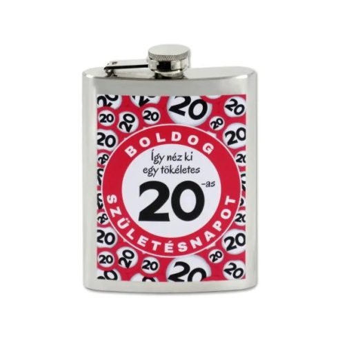 Flaska, boldog 20. születésnapot feliratos, 240 ml, 23482