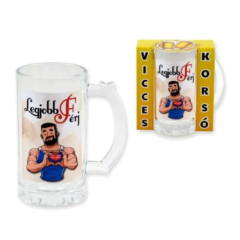 Legjobb Férj feliratos, üveg söröskorsó, 400 ml, 23485