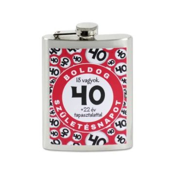 Flaska, boldog 40. születésnapot feliratos, 240 ml, 23494