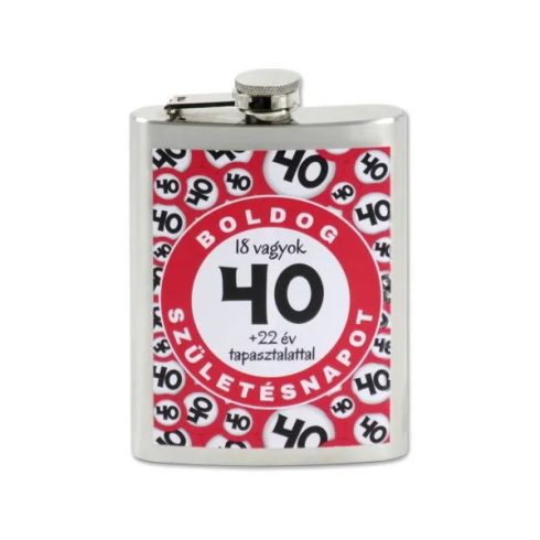 Flaska, boldog 40. születésnapot feliratos, 240 ml, 23494