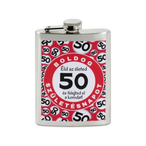 Flaska, boldog 50. születésnapot feliratos, 240 ml, 23495