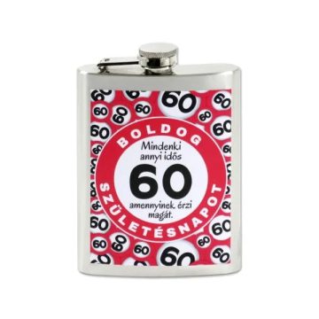 Flaska, boldog 60. születésnapot feliratos, 240 ml, 23496