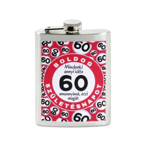 Flaska, boldog 60. születésnapot feliratos, 240 ml, 23496