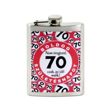 Flaska, boldog 70. születésnapot feliratos, 240 ml, 23497